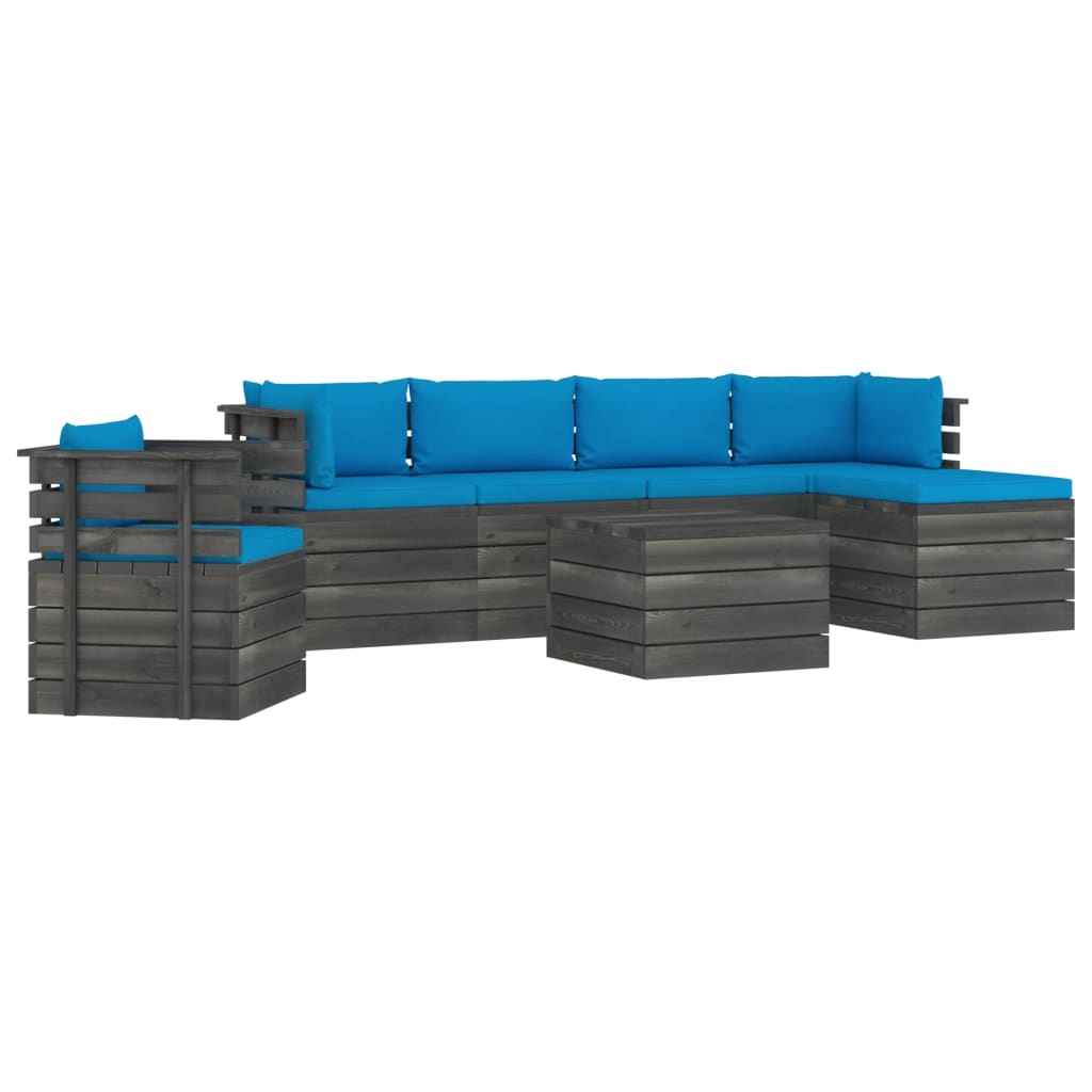 VidaXL 7-delige Loungeset met kussens pallet massief grenenhout