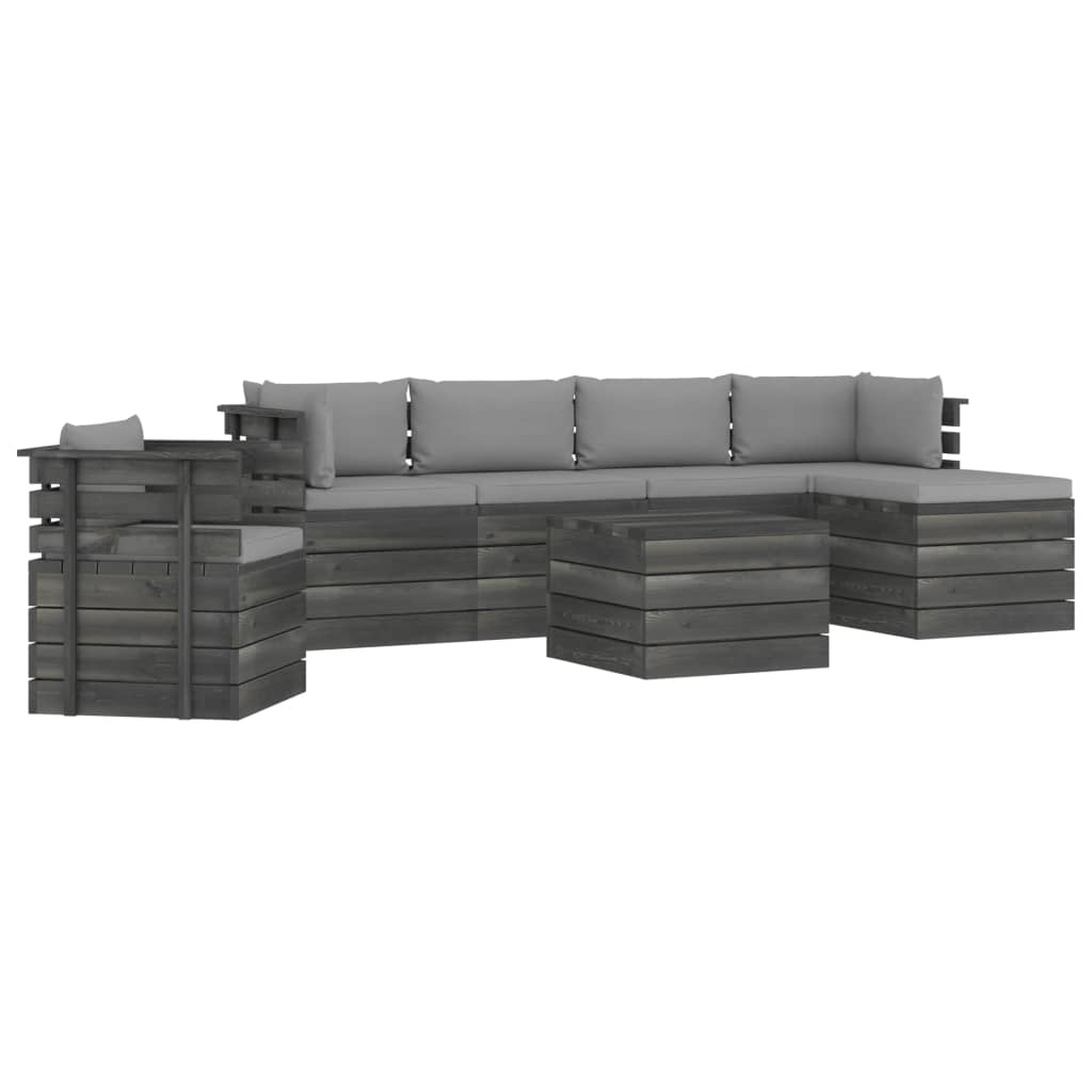 VidaXL 7-delige Loungeset met kussens pallet massief grenenhout