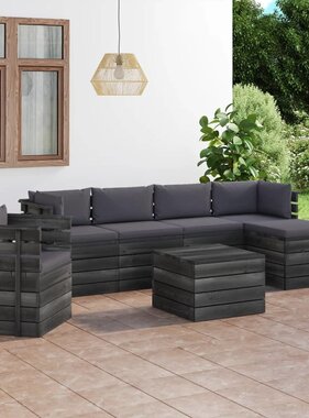 VidaXL 7-delige Loungeset met kussens pallet massief grenenhout
