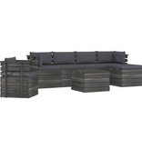 VidaXL 7-delige Loungeset met kussens pallet massief grenenhout