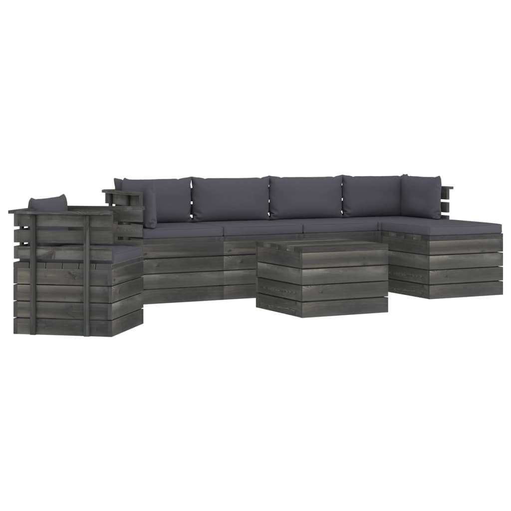VidaXL 7-delige Loungeset met kussens pallet massief grenenhout