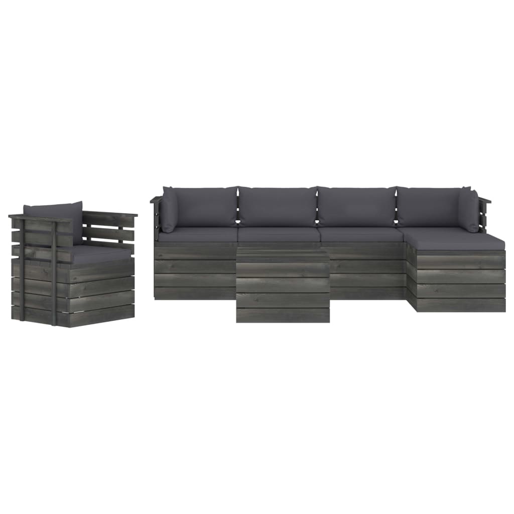 VidaXL 7-delige Loungeset met kussens pallet massief grenenhout