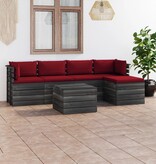 VidaXL 6-delige Loungeset met kussens pallet massief grenenhout