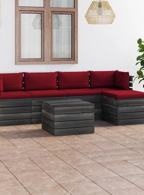 VidaXL 6-delige Loungeset met kussens pallet massief grenenhout