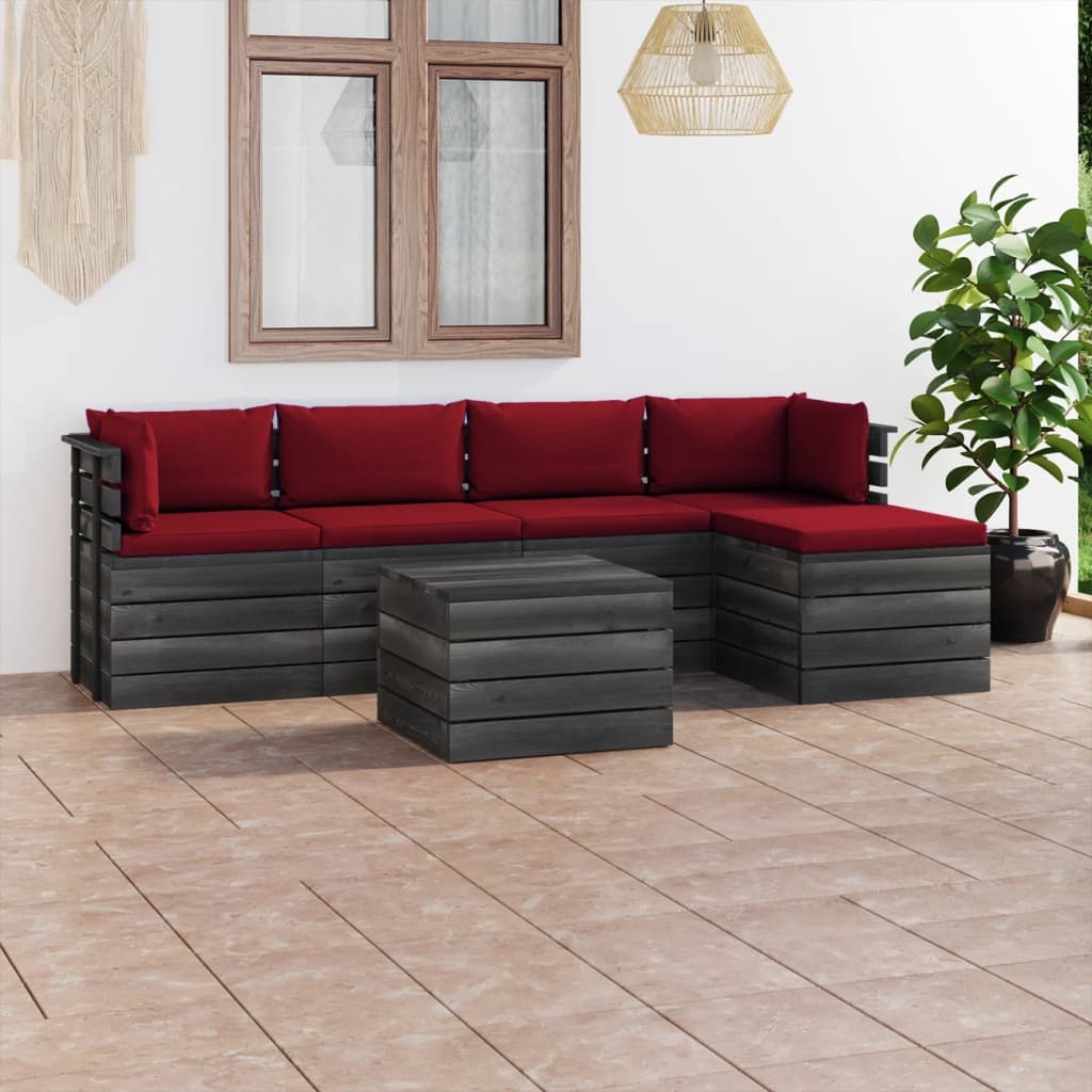 VidaXL 6-delige Loungeset met kussens pallet massief grenenhout