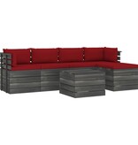 VidaXL 6-delige Loungeset met kussens pallet massief grenenhout