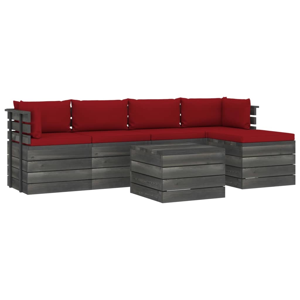VidaXL 6-delige Loungeset met kussens pallet massief grenenhout