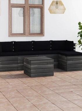 VidaXL 6-delige Loungeset met kussens pallet massief grenenhout