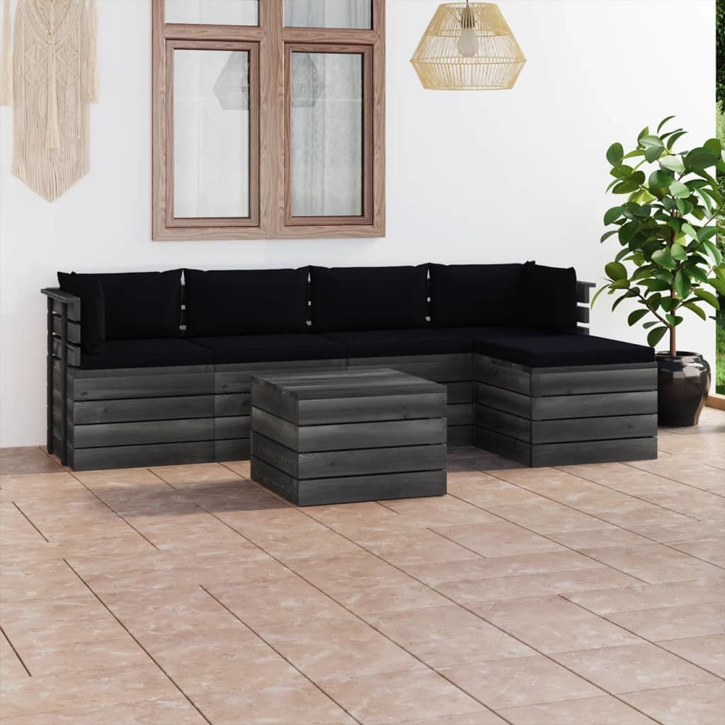 VidaXL 6-delige Loungeset met kussens pallet massief grenenhout
