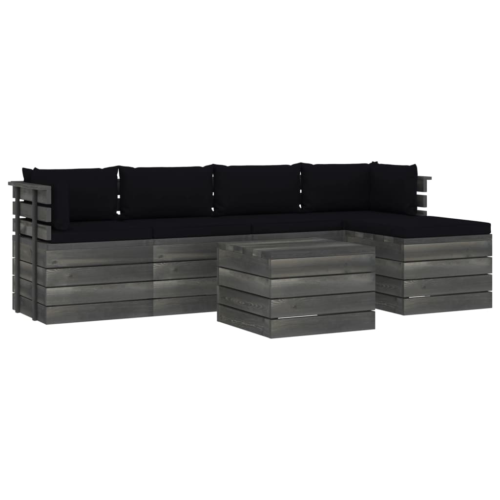 VidaXL 6-delige Loungeset met kussens pallet massief grenenhout
