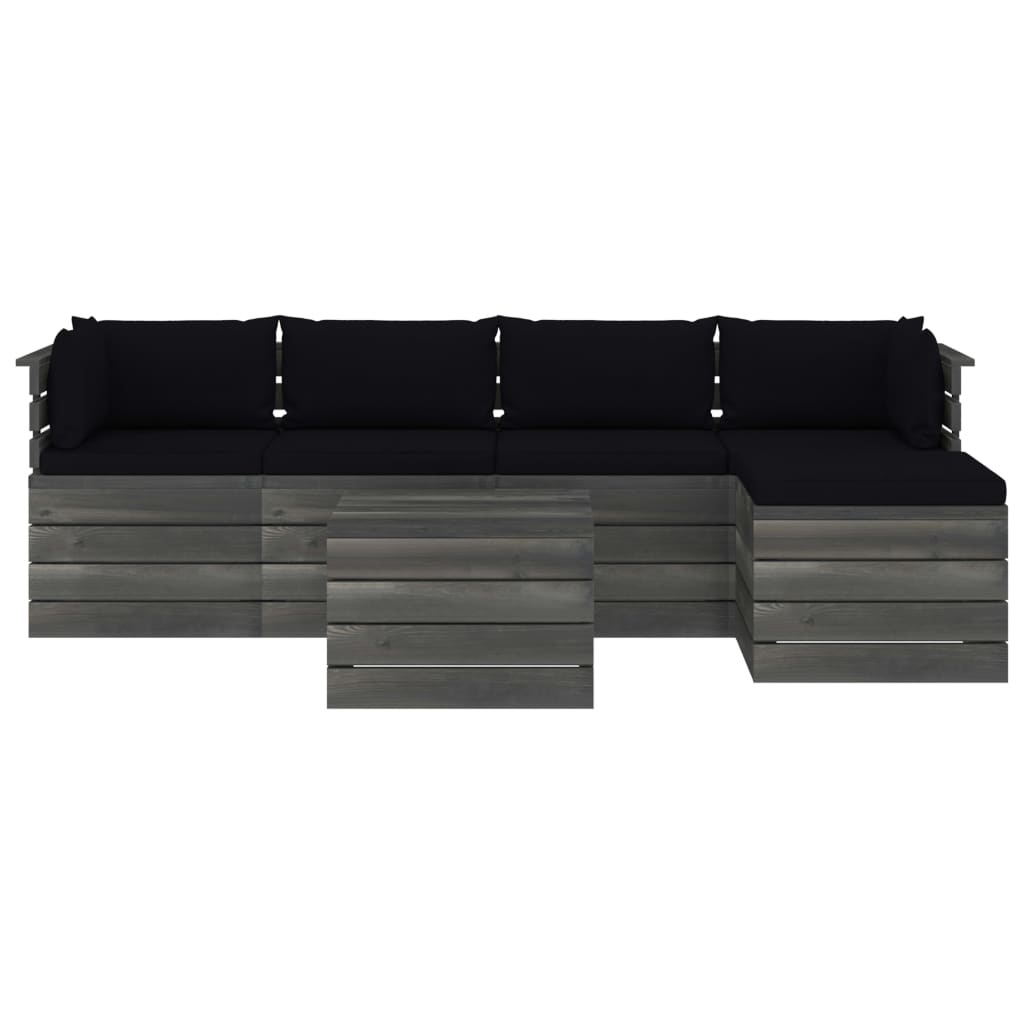 VidaXL 6-delige Loungeset met kussens pallet massief grenenhout