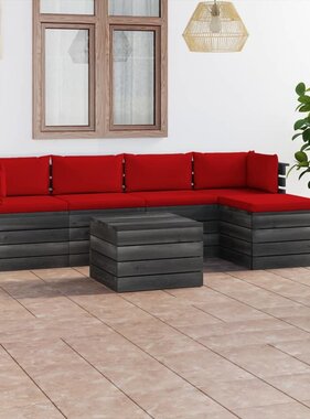 VidaXL 6-delige Loungeset met kussens pallet massief grenenhout