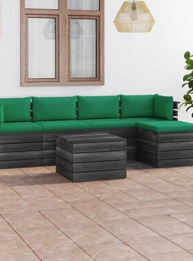 VidaXL 6-delige Loungeset met kussens pallet massief grenenhout