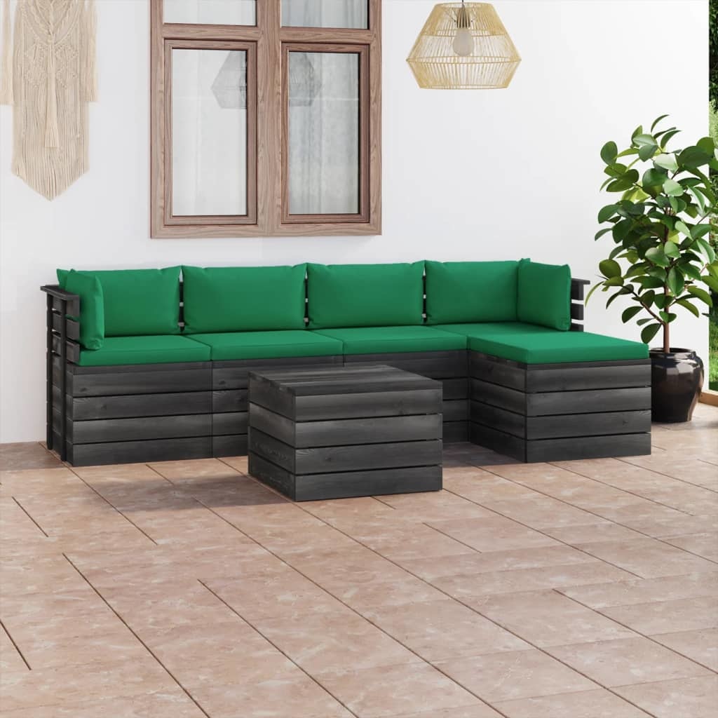 VidaXL 6-delige Loungeset met kussens pallet massief grenenhout