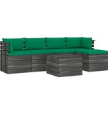 VidaXL 6-delige Loungeset met kussens pallet massief grenenhout