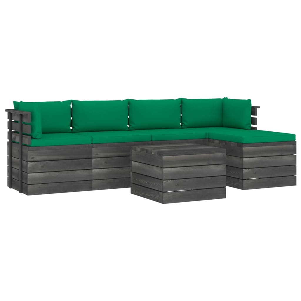 VidaXL 6-delige Loungeset met kussens pallet massief grenenhout