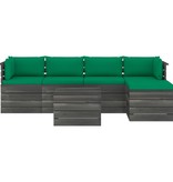 VidaXL 6-delige Loungeset met kussens pallet massief grenenhout