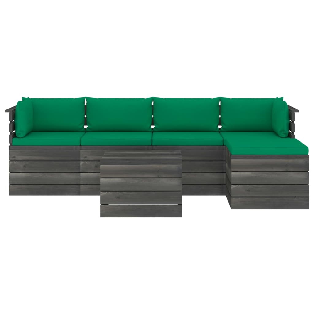 VidaXL 6-delige Loungeset met kussens pallet massief grenenhout