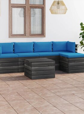 VidaXL 6-delige Loungeset met kussens pallet massief grenenhout