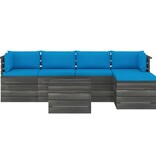VidaXL 6-delige Loungeset met kussens pallet massief grenenhout