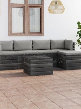 VidaXL 6-delige Loungeset met kussens pallet massief grenenhout