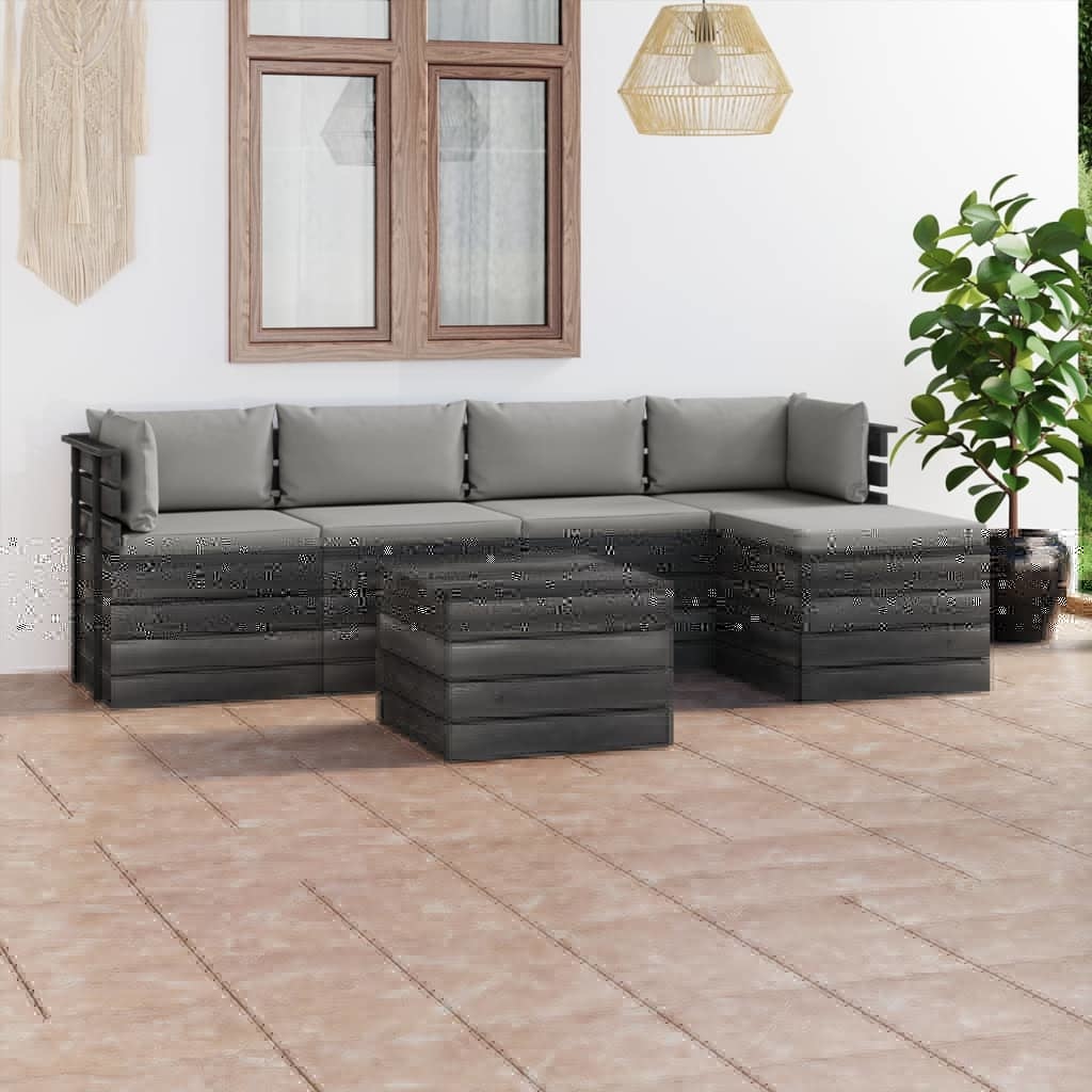 VidaXL 6-delige Loungeset met kussens pallet massief grenenhout