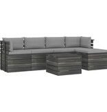 VidaXL 6-delige Loungeset met kussens pallet massief grenenhout