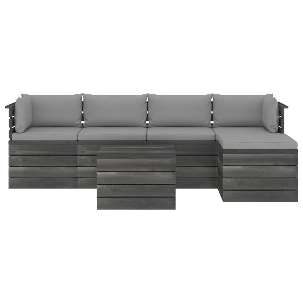 VidaXL 6-delige Loungeset met kussens pallet massief grenenhout