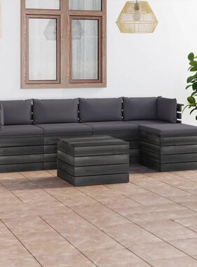 VidaXL 6-delige Loungeset met kussens pallet massief grenenhout