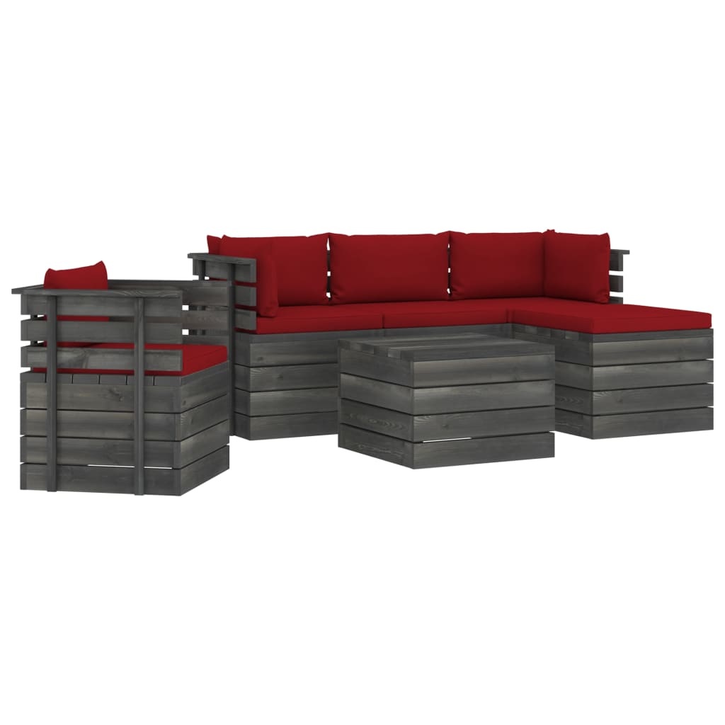 VidaXL 6-delige Loungeset met kussens pallet massief grenenhout
