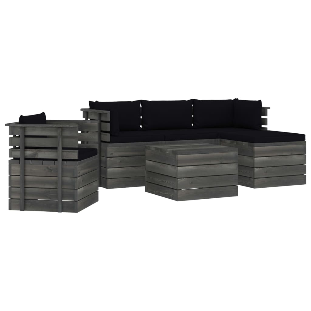 VidaXL 6-delige Loungeset met kussens pallet massief grenenhout