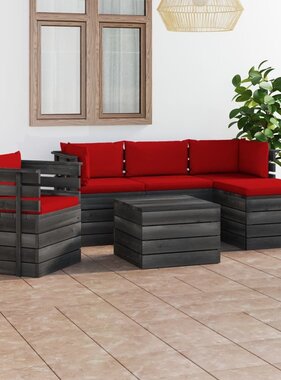 VidaXL 6-delige Loungeset met kussens pallet massief grenenhout