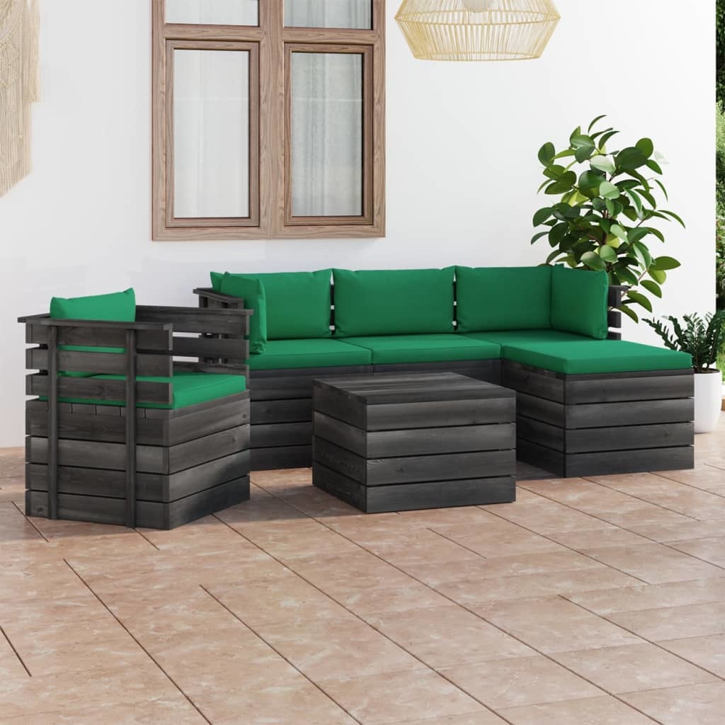 VidaXL 6-delige Loungeset met kussens pallet massief grenenhout