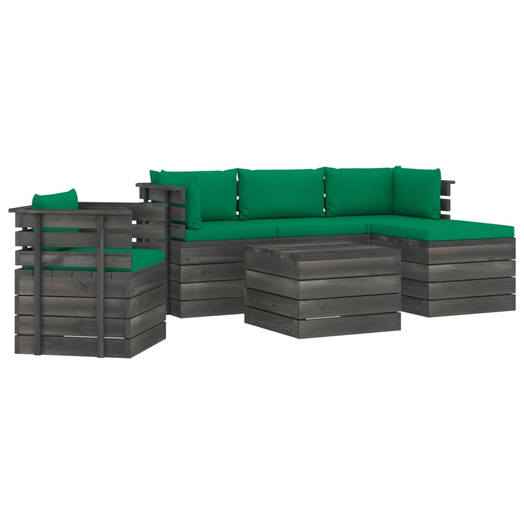 VidaXL 6-delige Loungeset met kussens pallet massief grenenhout
