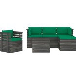VidaXL 6-delige Loungeset met kussens pallet massief grenenhout