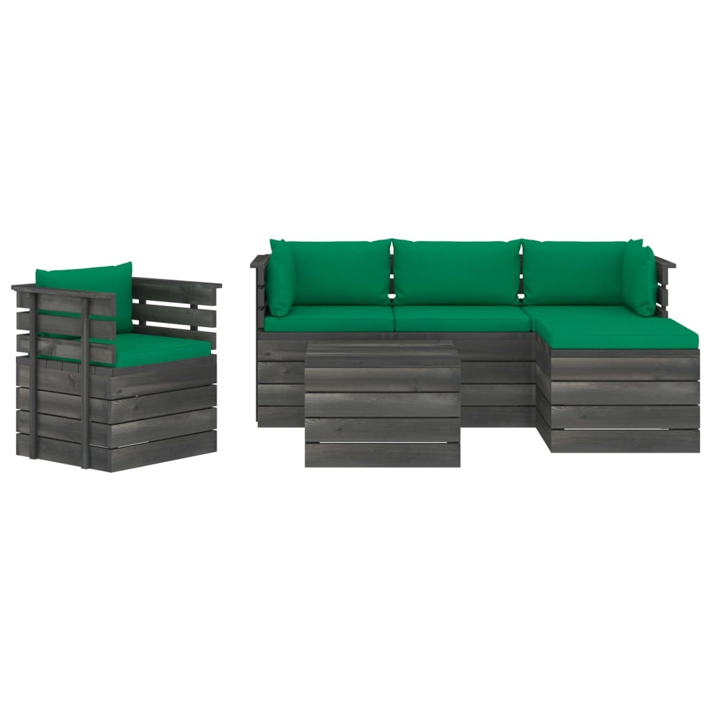 VidaXL 6-delige Loungeset met kussens pallet massief grenenhout