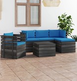 VidaXL 6-delige Loungeset met kussens pallet massief grenenhout