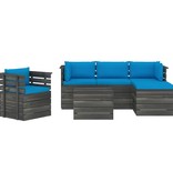 VidaXL 6-delige Loungeset met kussens pallet massief grenenhout