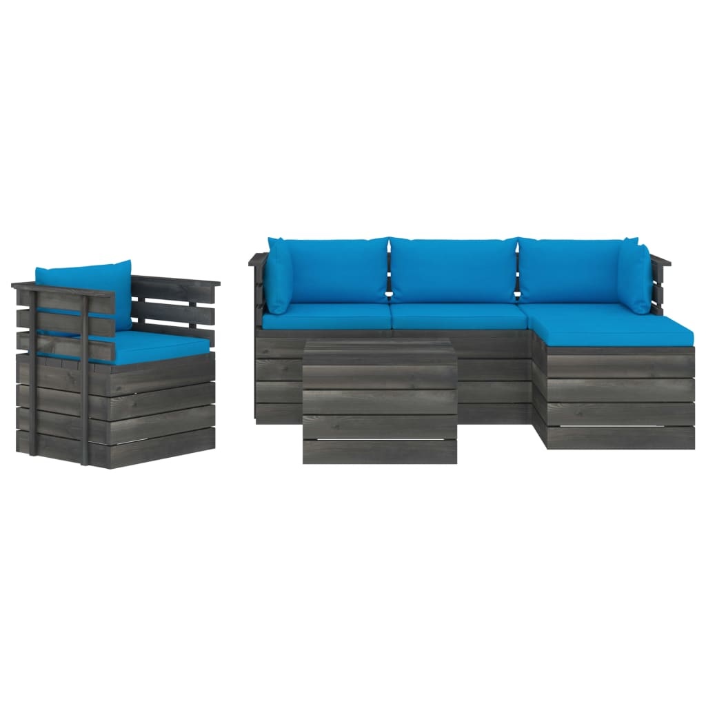 VidaXL 6-delige Loungeset met kussens pallet massief grenenhout