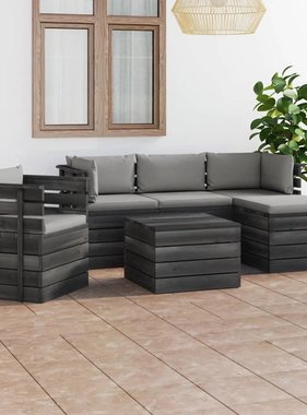 VidaXL 6-delige Loungeset met kussens pallet massief grenenhout