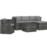 VidaXL 6-delige Loungeset met kussens pallet massief grenenhout