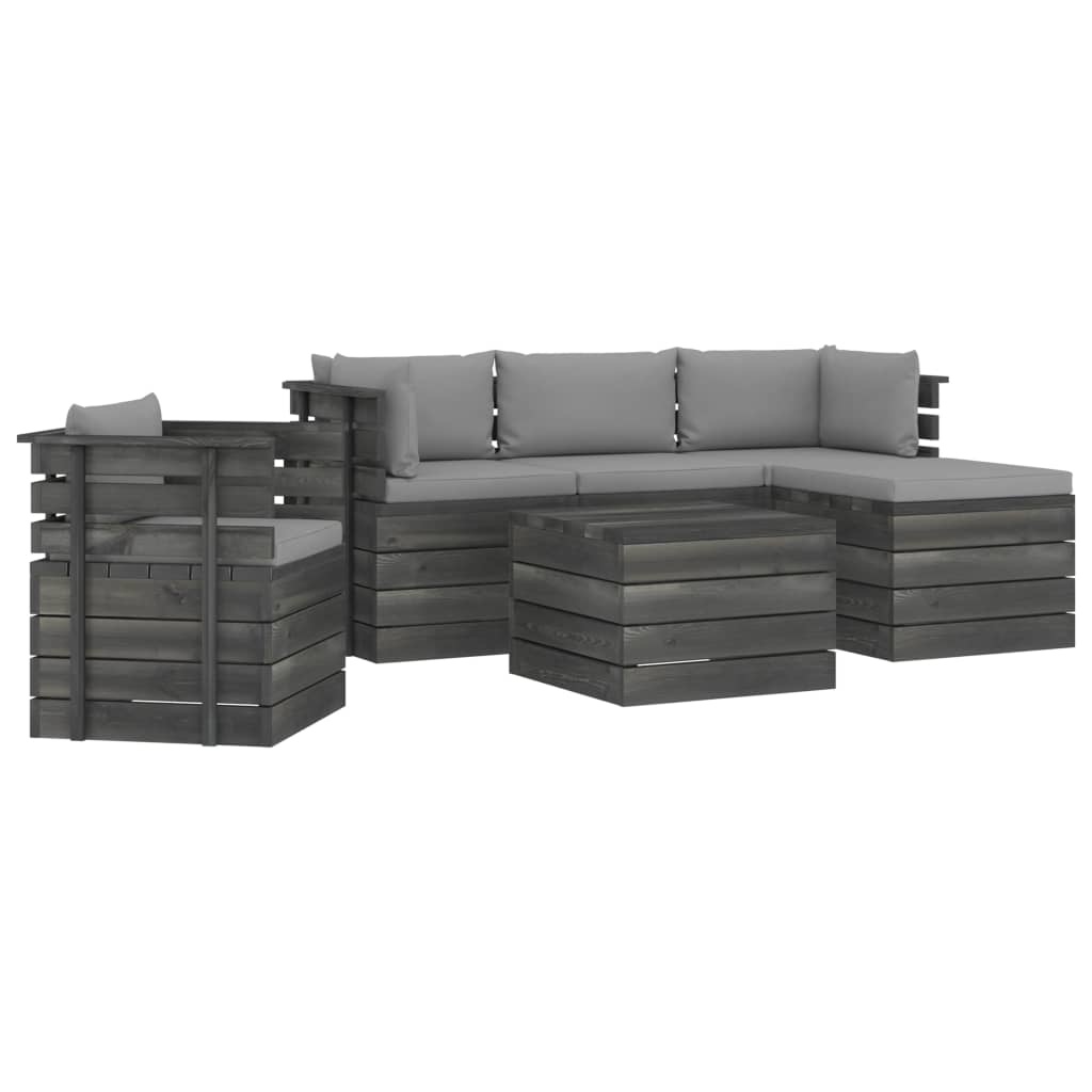 VidaXL 6-delige Loungeset met kussens pallet massief grenenhout