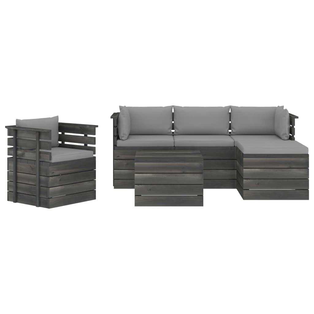 VidaXL 6-delige Loungeset met kussens pallet massief grenenhout