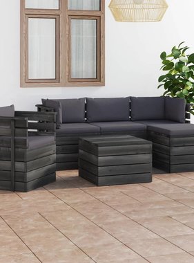 VidaXL 6-delige Loungeset met kussens pallet massief grenenhout