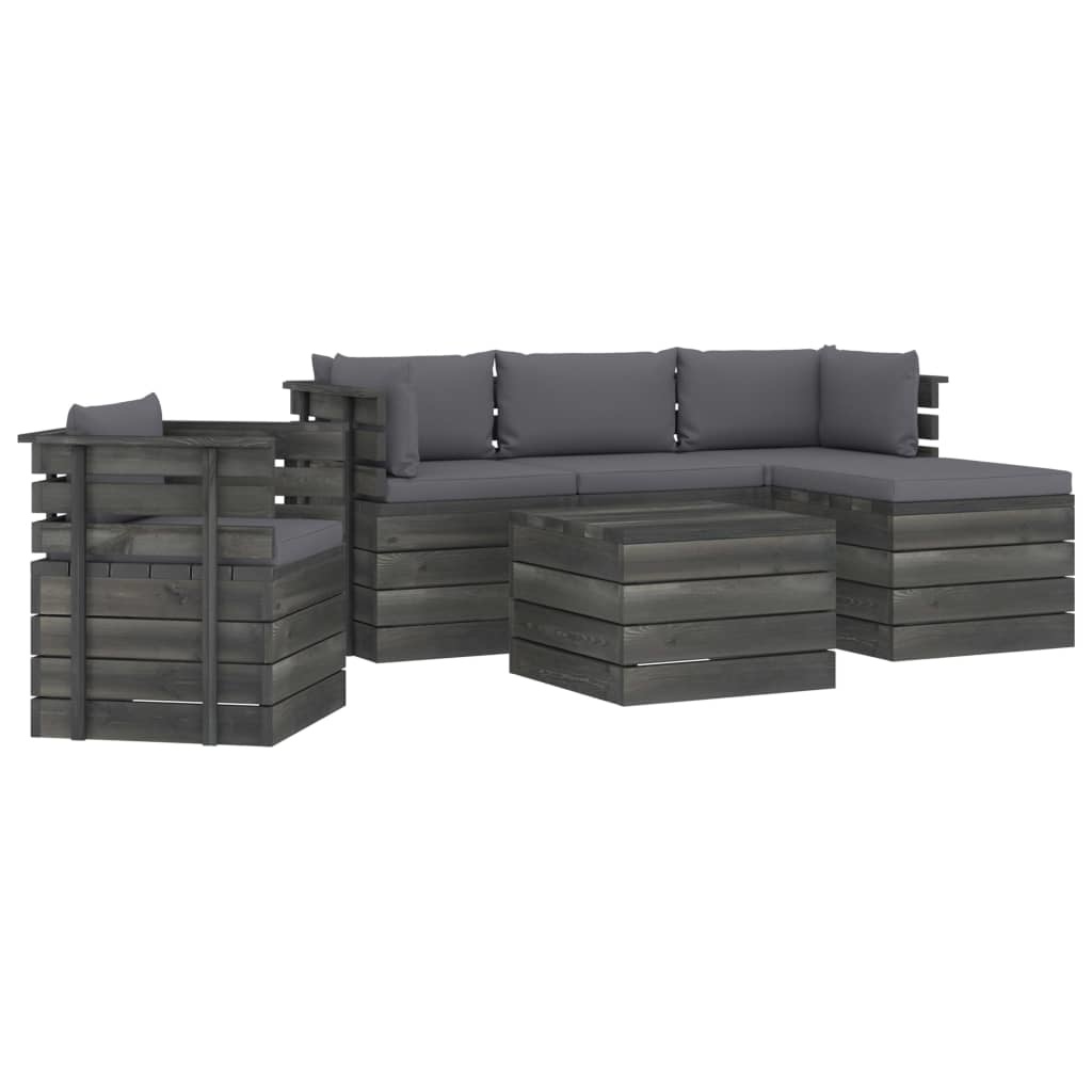 VidaXL 6-delige Loungeset met kussens pallet massief grenenhout