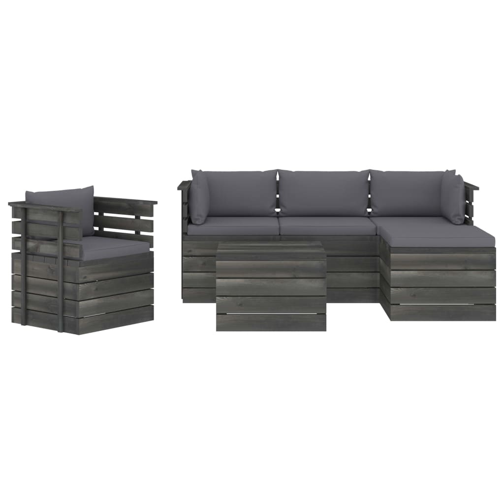 VidaXL 6-delige Loungeset met kussens pallet massief grenenhout