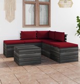 VidaXL 6-delige Loungeset met kussens pallet massief grenenhout