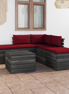 VidaXL 6-delige Loungeset met kussens pallet massief grenenhout