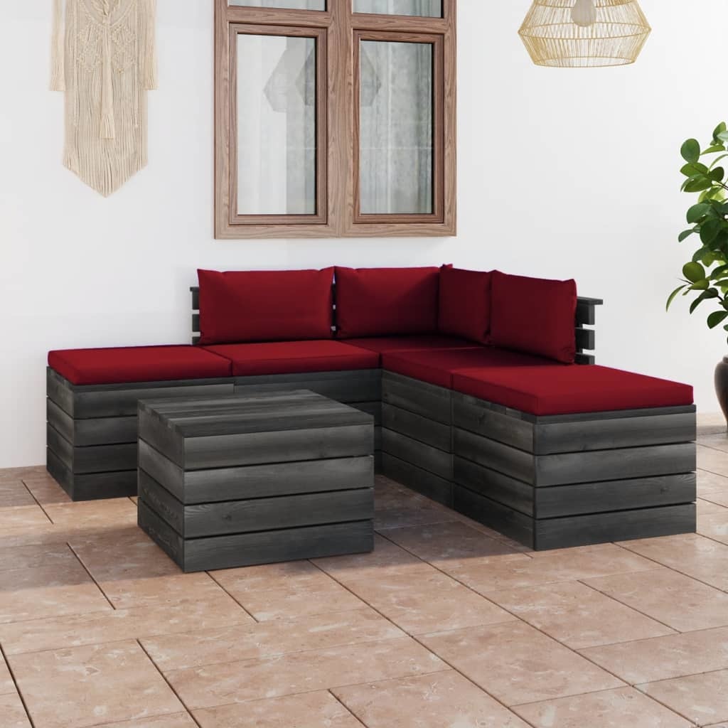 VidaXL 6-delige Loungeset met kussens pallet massief grenenhout