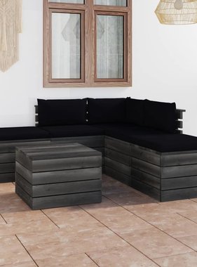 VidaXL 6-delige Loungeset met kussens pallet massief grenenhout